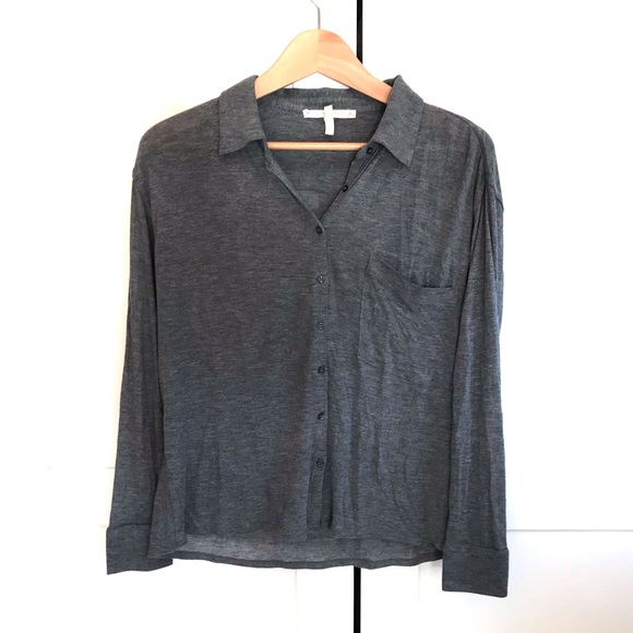 Soft Joie Maguire grey viscose button down top - Picture 2 of 12